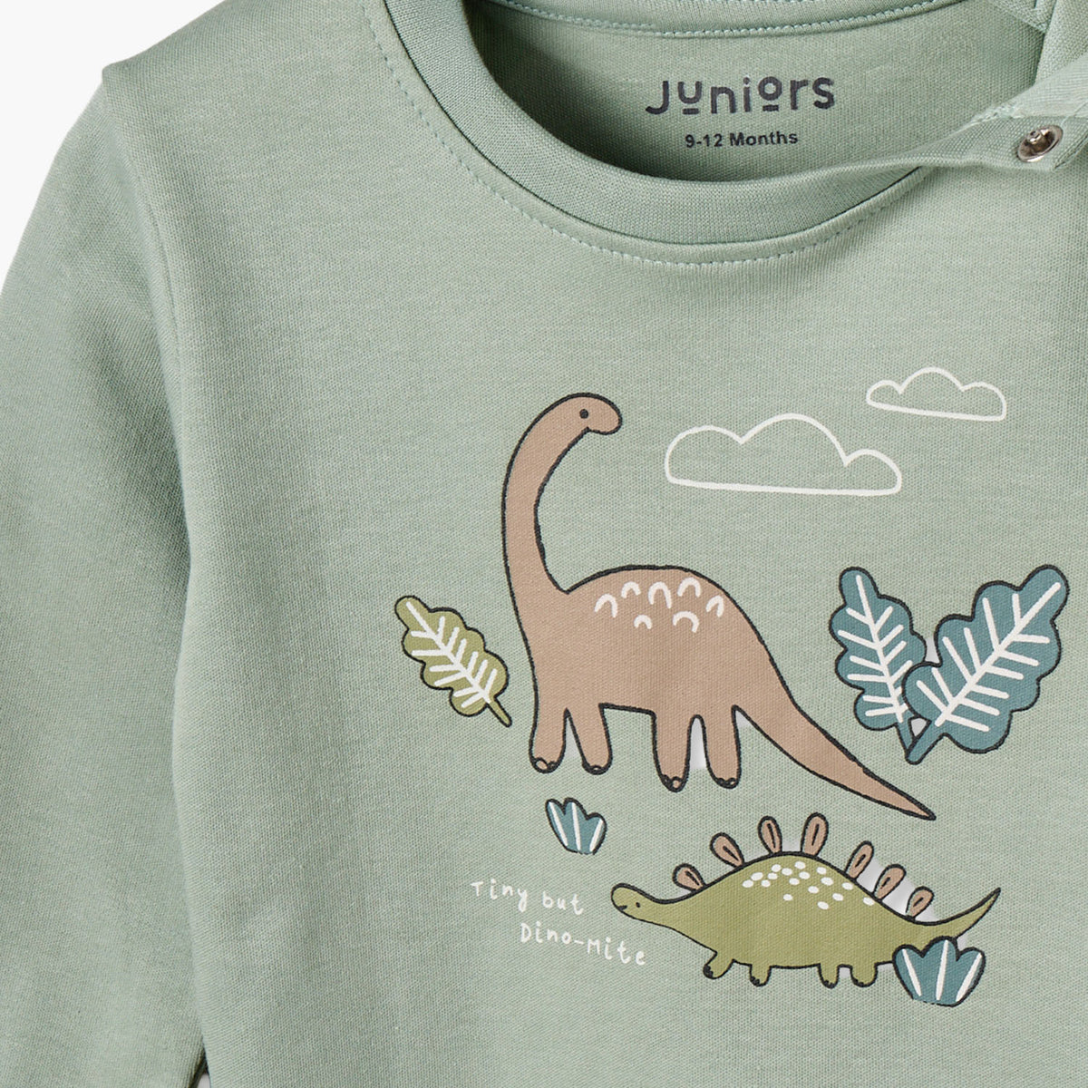 Pack of 2 Juniors Cotton Crew Neck Long Sleeves Pyjama Set with Dinosaur Print