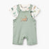 Juniors Crew Neck Short Sleeves T-shirt and Dungaree Set with Dinosaur Print - Green / 12-18 mths
