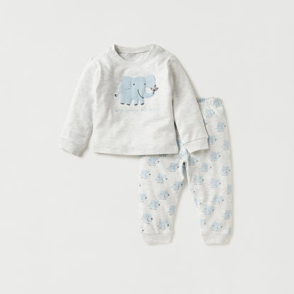 Juniors Elephant Print T-shirt and Pyjama Set