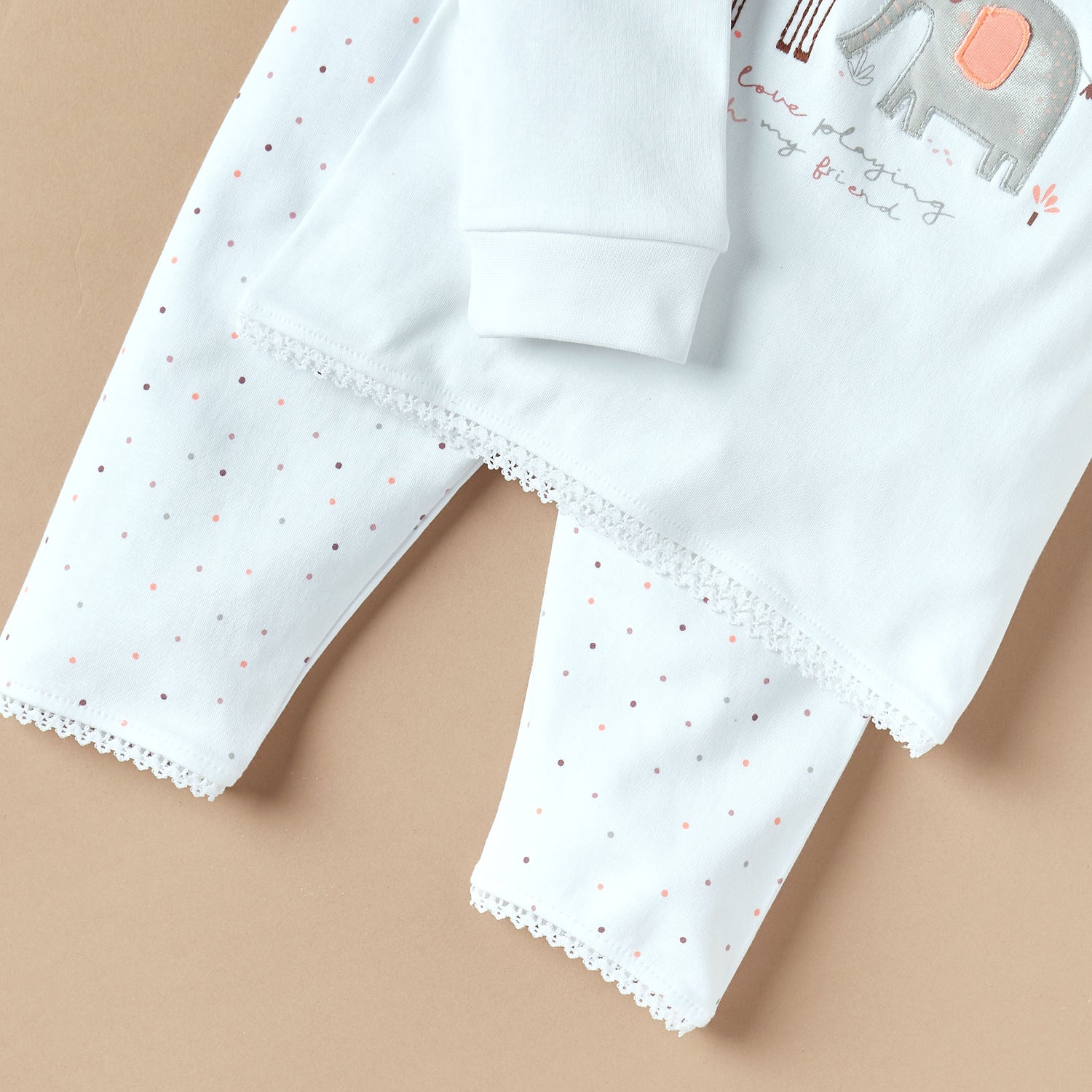Juniors Cotton Crew Neck Long Sleeves Pyjama Set with Print