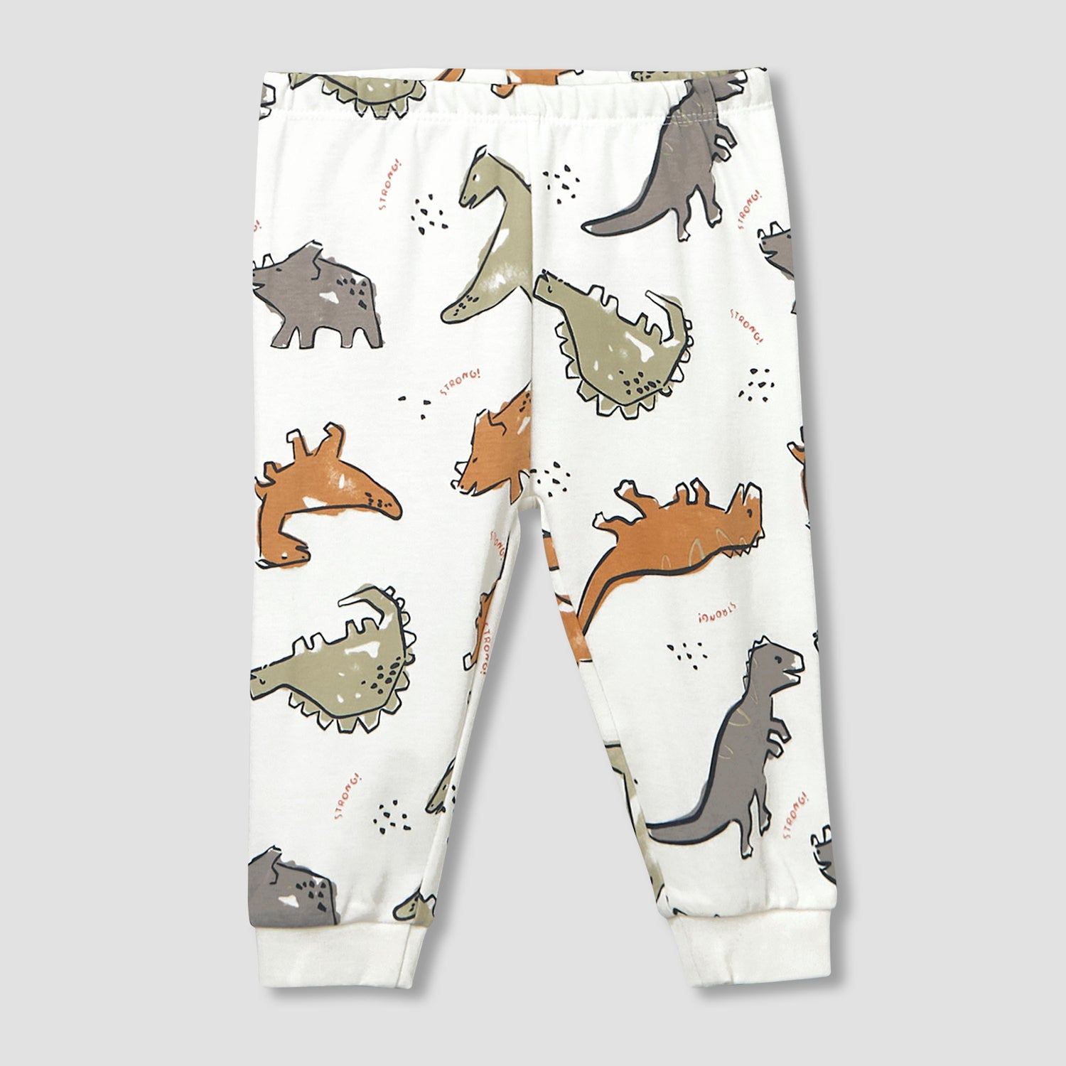 Juniors Cotton Crew Neck Long Sleeves Pyjama Set with Dinosaur Print