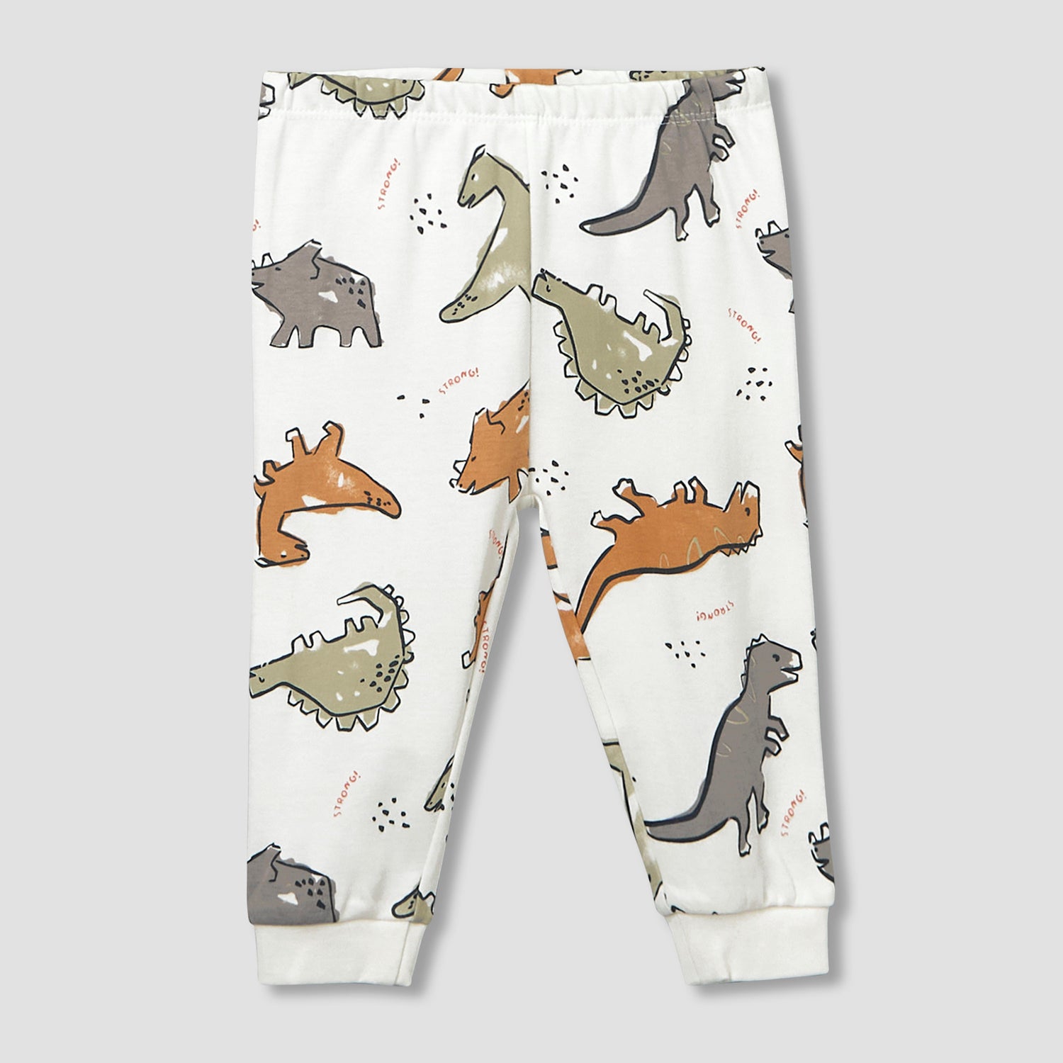 Juniors Cotton Crew Neck Long Sleeves Pyjama Set with Dinosaur Print