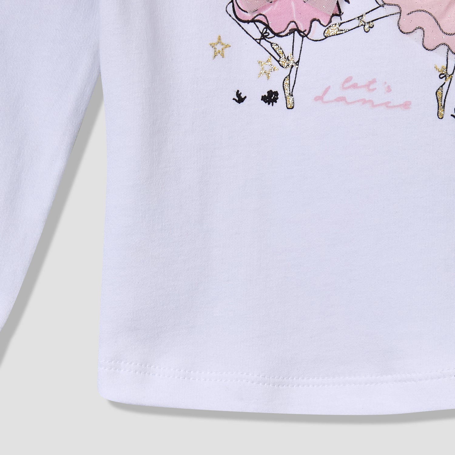 Juniors Cotton Round Neck Long Sleeves Pyjama Set with Ballerina Print