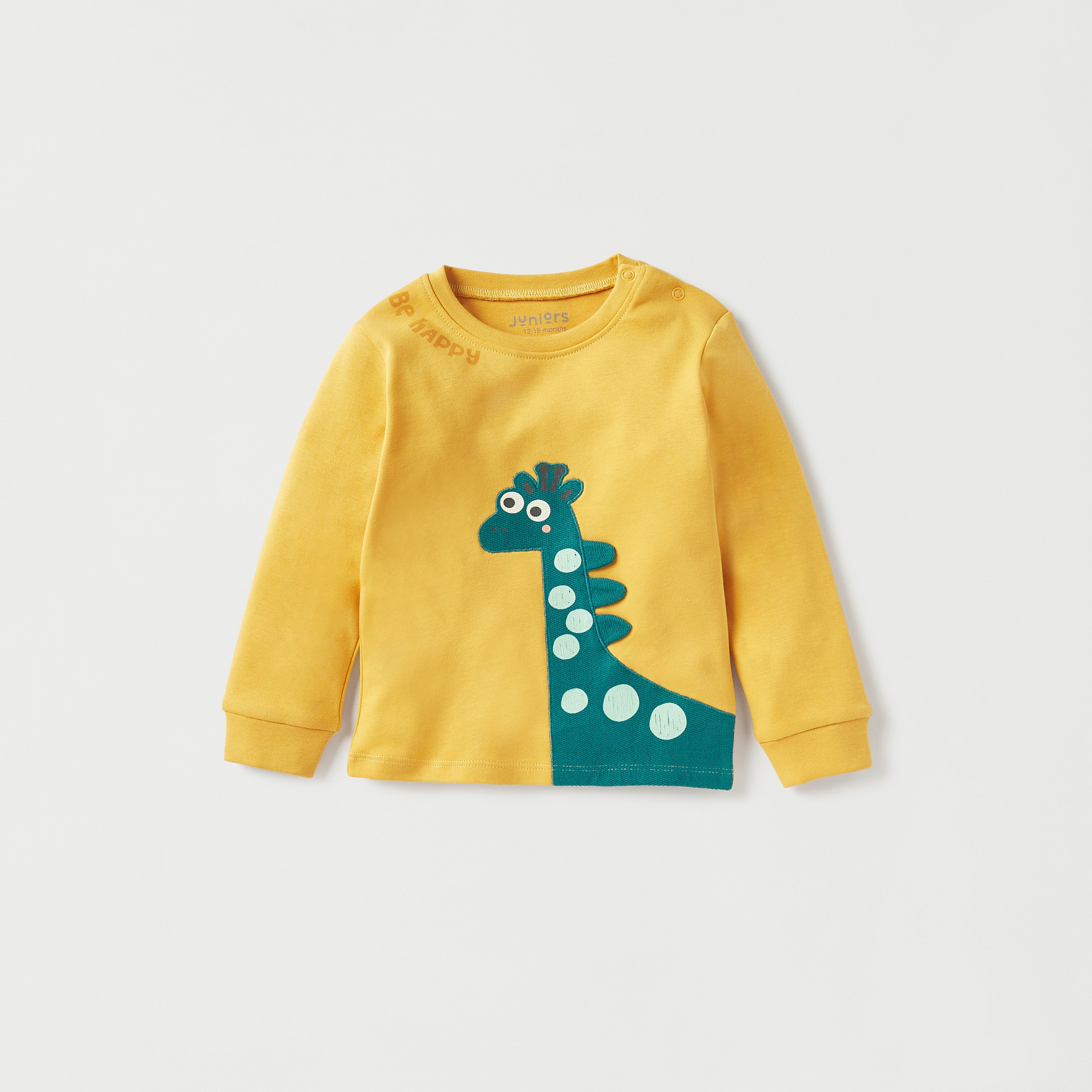 Juniors Dinosaur Applique Long Sleeve T-shirt and Elasticated Pyjama Set