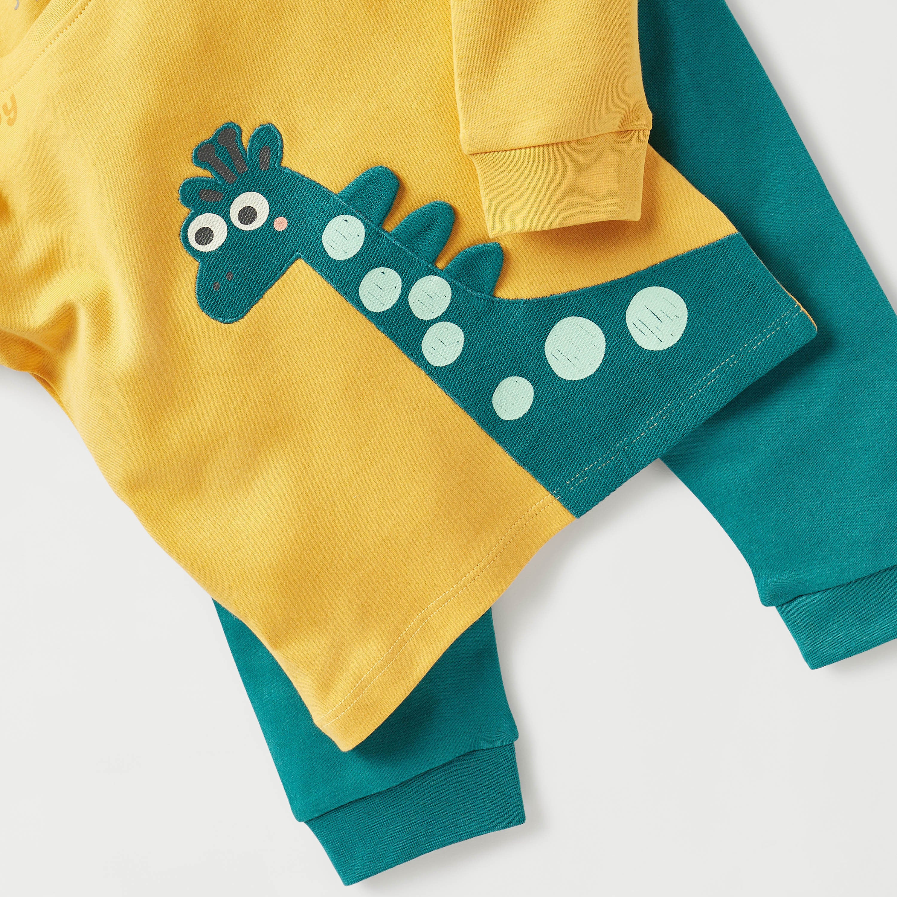 Juniors Dinosaur Applique Long Sleeve T-shirt and Elasticated Pyjama Set