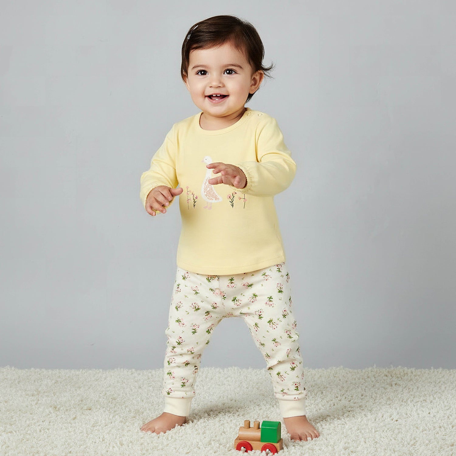 Juniors Pyjama Set with Safari Print - Cotton - Long Sleeves - Henley Neck