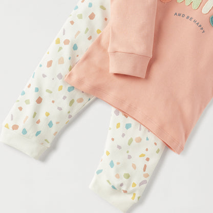 Juniors Smile Applique T-shirt and Printed Pyjama Set