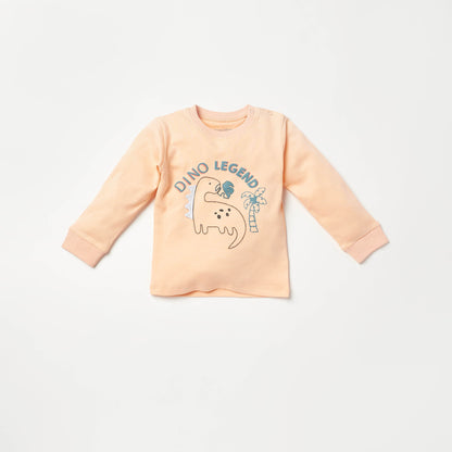 Juniors Dinosaur Print Long Sleeves T-shirt and Pyjama Set