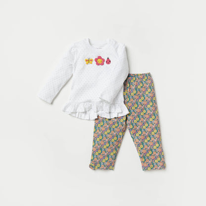Juniors Printed Long Sleeves Top and Pyjama Set - Multicolour / 12-18 mths