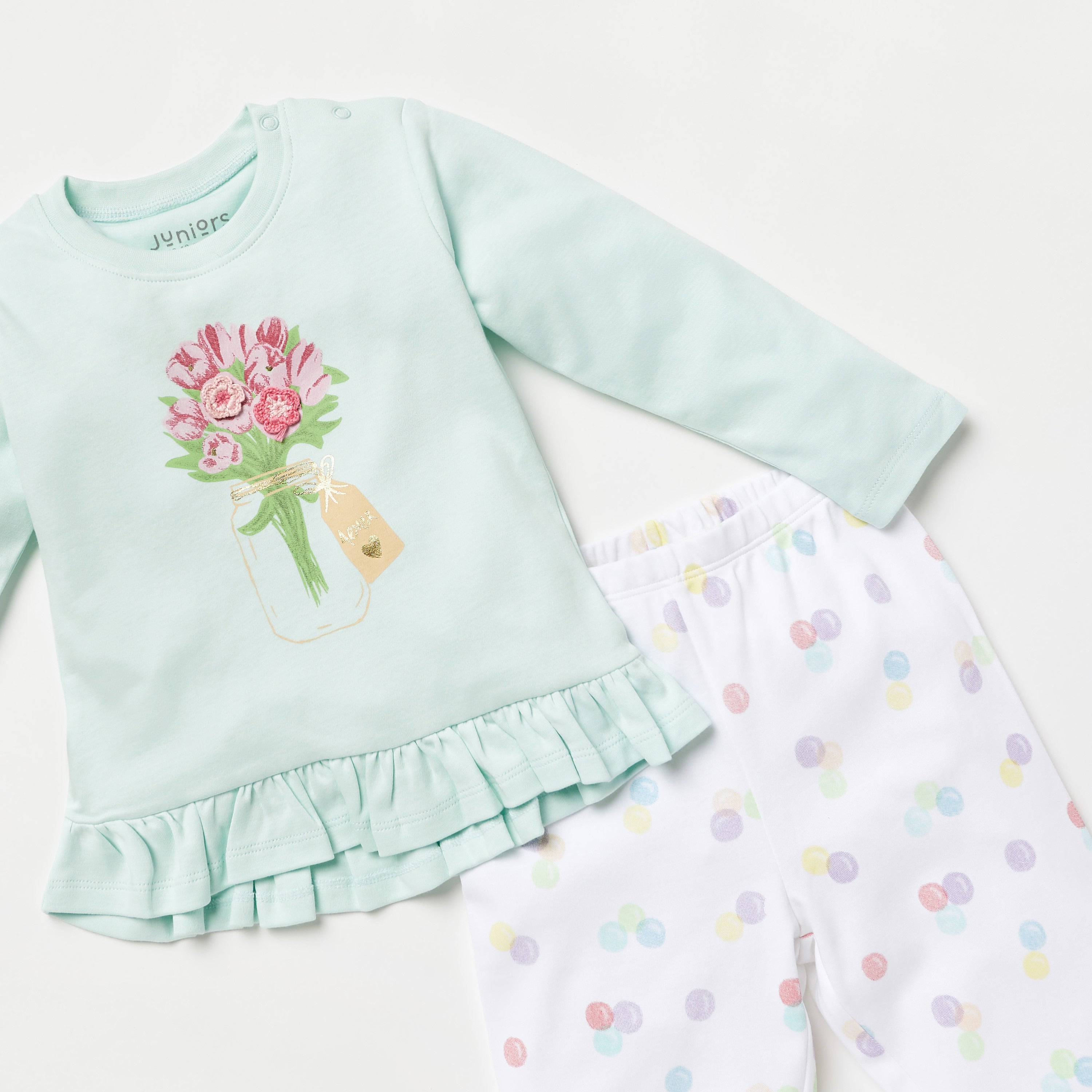 Juniors Printed Long Sleeves Top and Pyjama Set