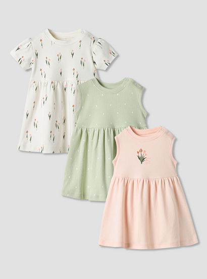 Juniors Printed Sleeveless A-line Dress - Set of 3-baby-girls-clothing-dressesandjumpsuits-image-1