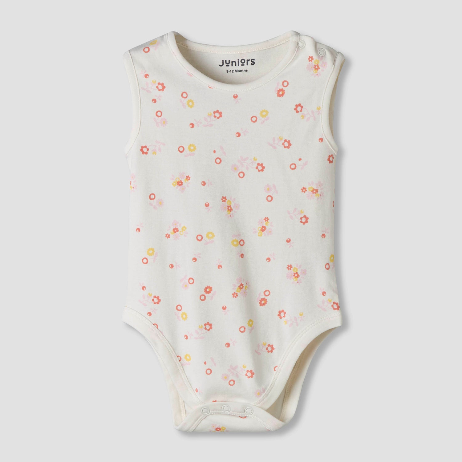 Pack of 7 Juniors Cotton Sleeveless Bodysuit with Floral Print