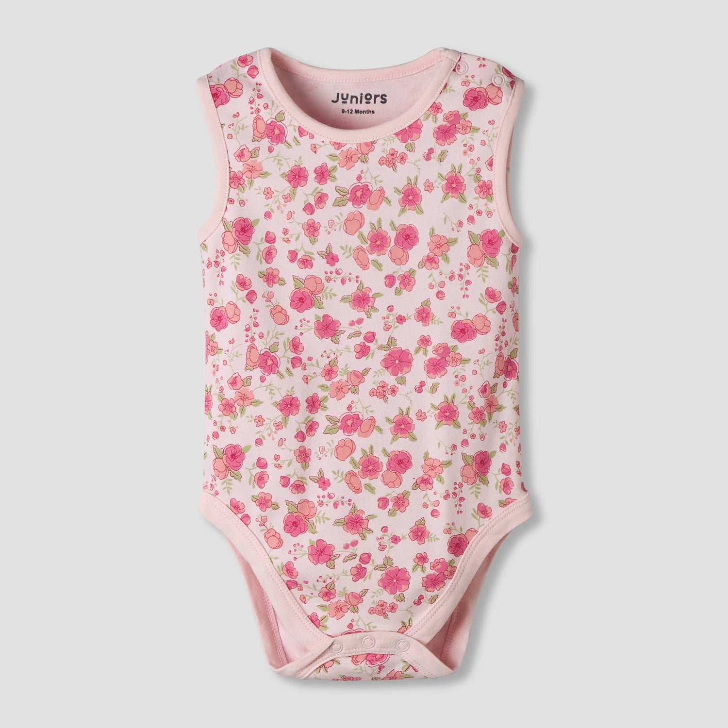 Pack of 7 Juniors Cotton Sleeveless Bodysuit with Floral Print