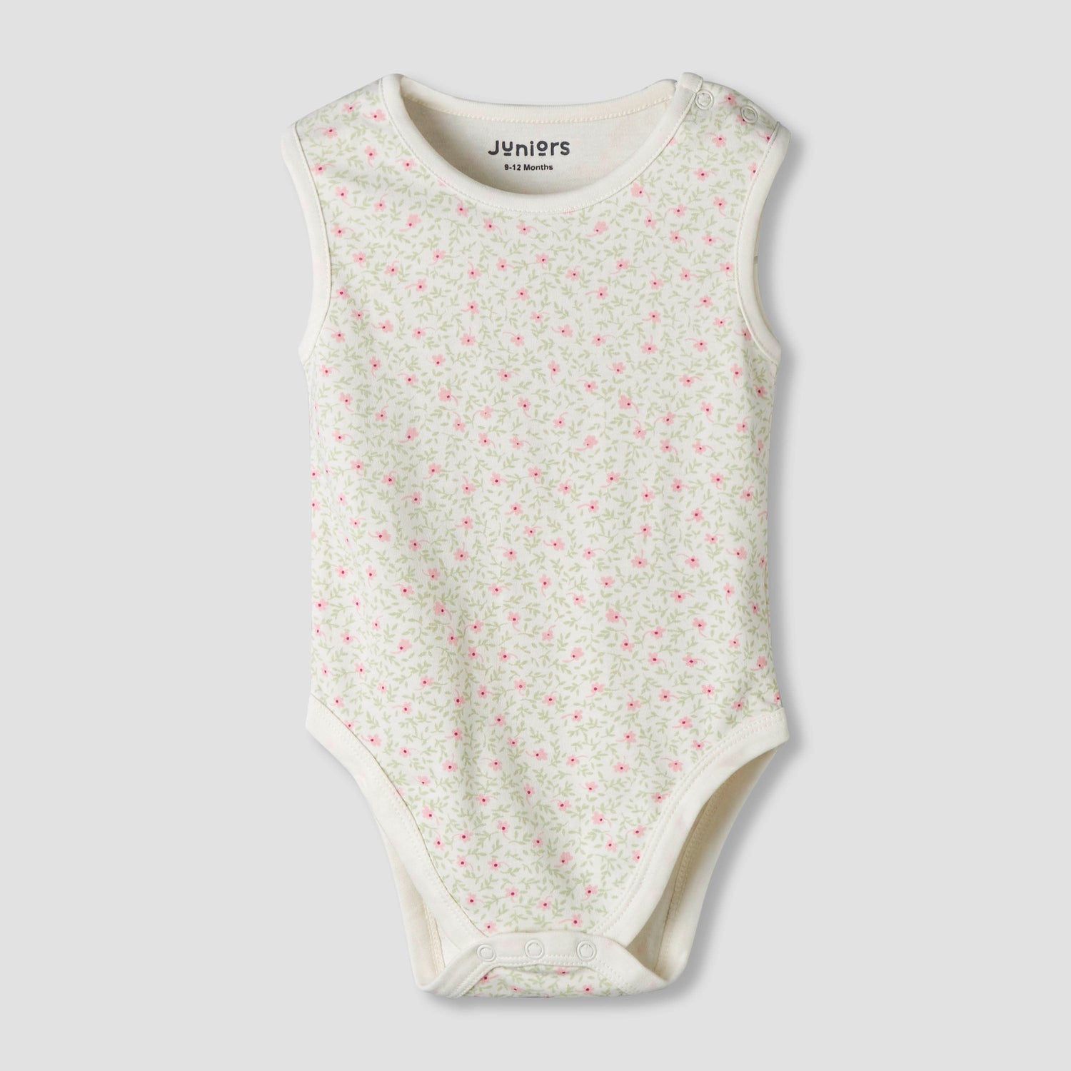 Pack of 7 Juniors Cotton Sleeveless Bodysuit with Floral Print
