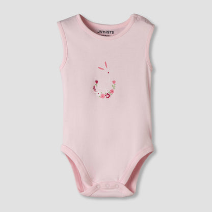 Pack of 7 Juniors Cotton Sleeveless Bodysuit with Floral Print