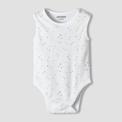 Pack of 7 Juniors Cotton Sleeveless Bodysuit with Assorted Print