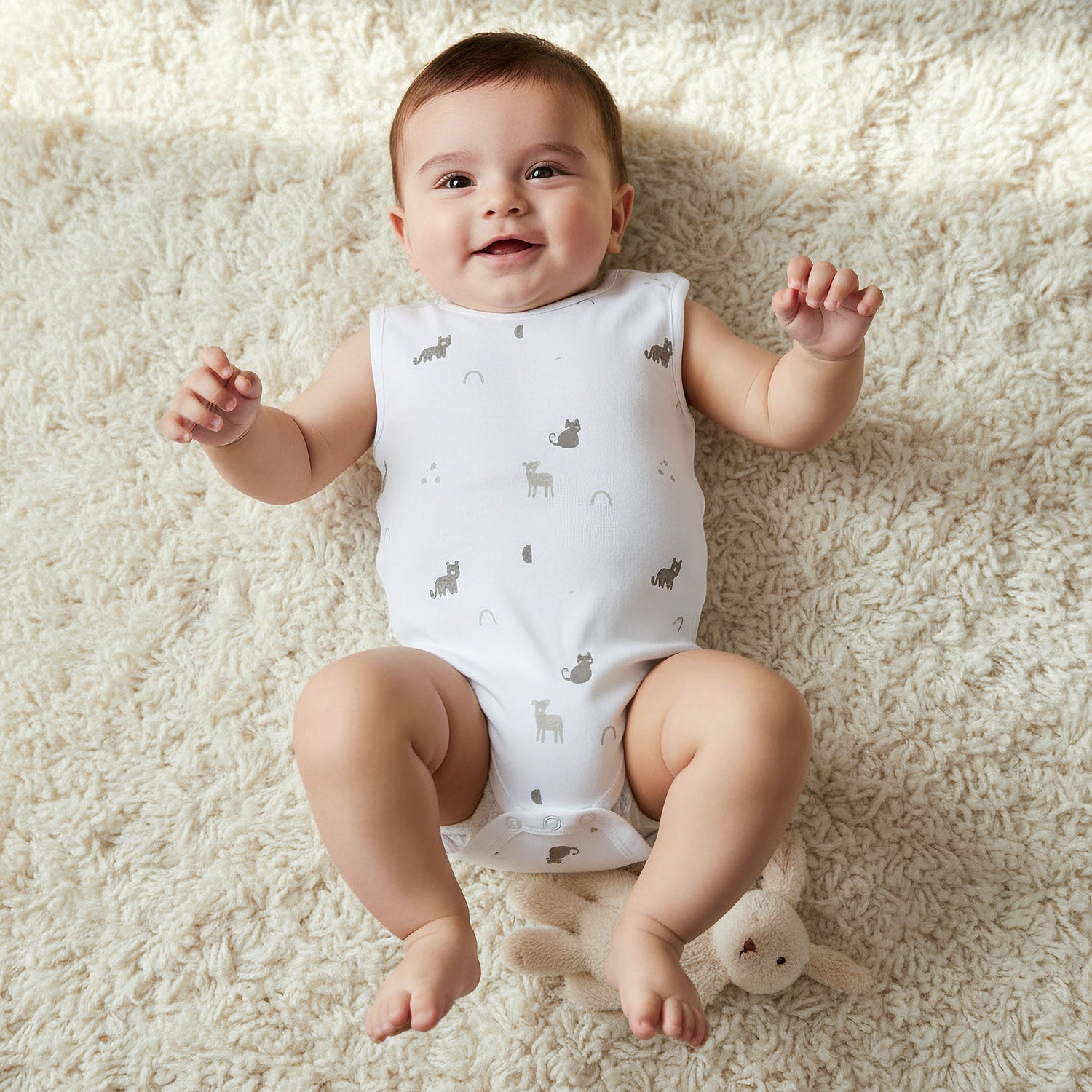 Pack of 7 Juniors Cotton Sleeveless Bodysuit with Assorted Print