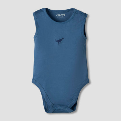 Pack of 7 Juniors Cotton Round Neck Sleeveless Bodysuit with Dinosaur Print