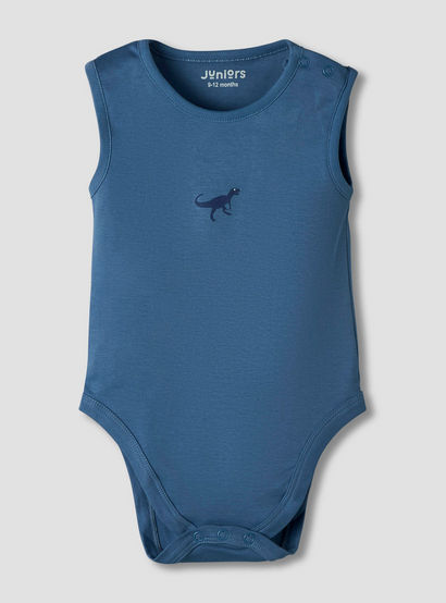Pack of 7 Juniors Cotton Round Neck Sleeveless Bodysuit with Dinosaur Print-baby-girls-clothing-bodysuits-image-5
