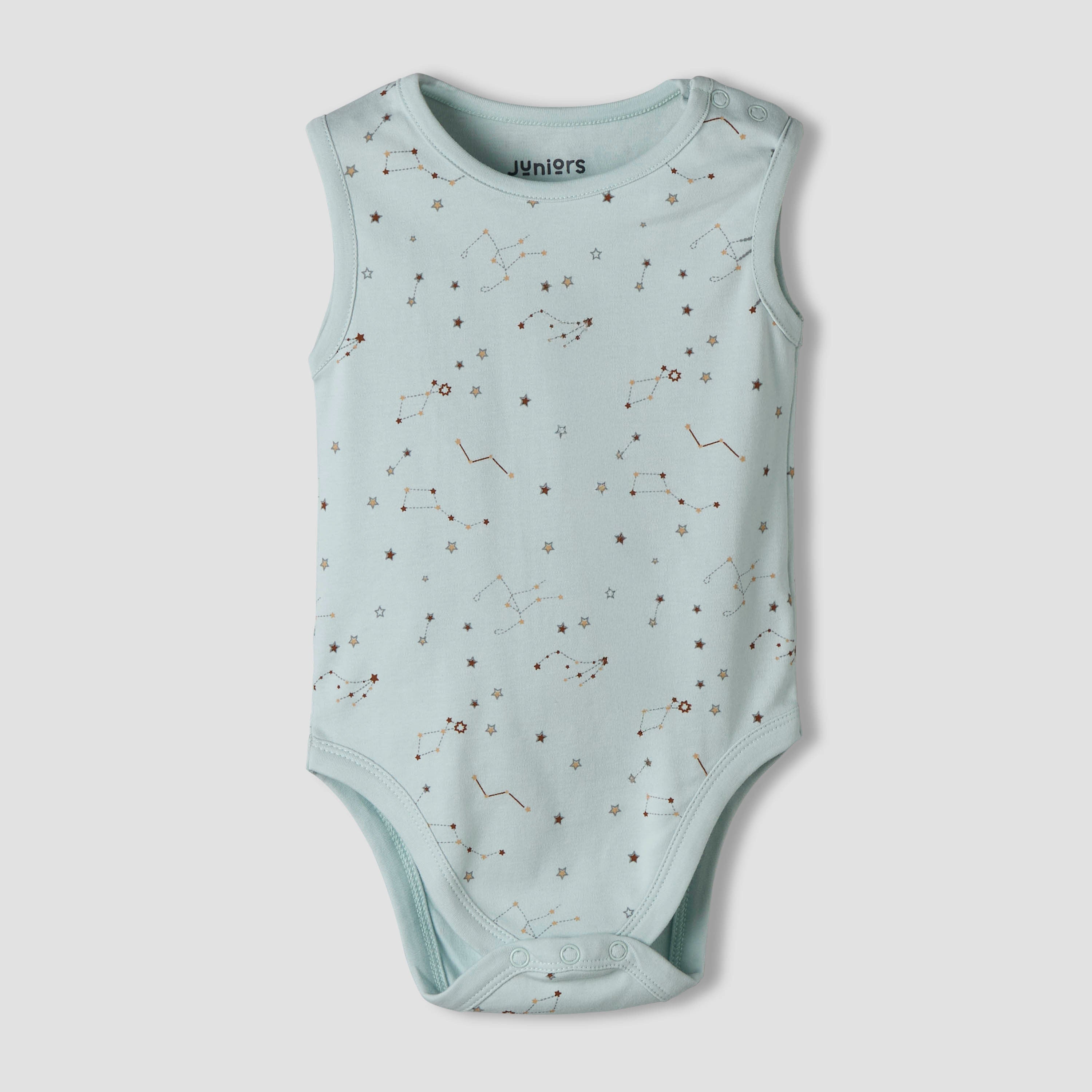 Pack of 7 Juniors Round Neck Cotton Sleeveless Bodysuit with Assorted Print
