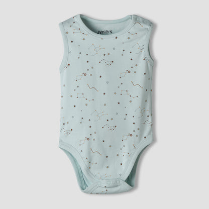 Pack of 7 Juniors Round Neck Cotton Sleeveless Bodysuit with Assorted Print