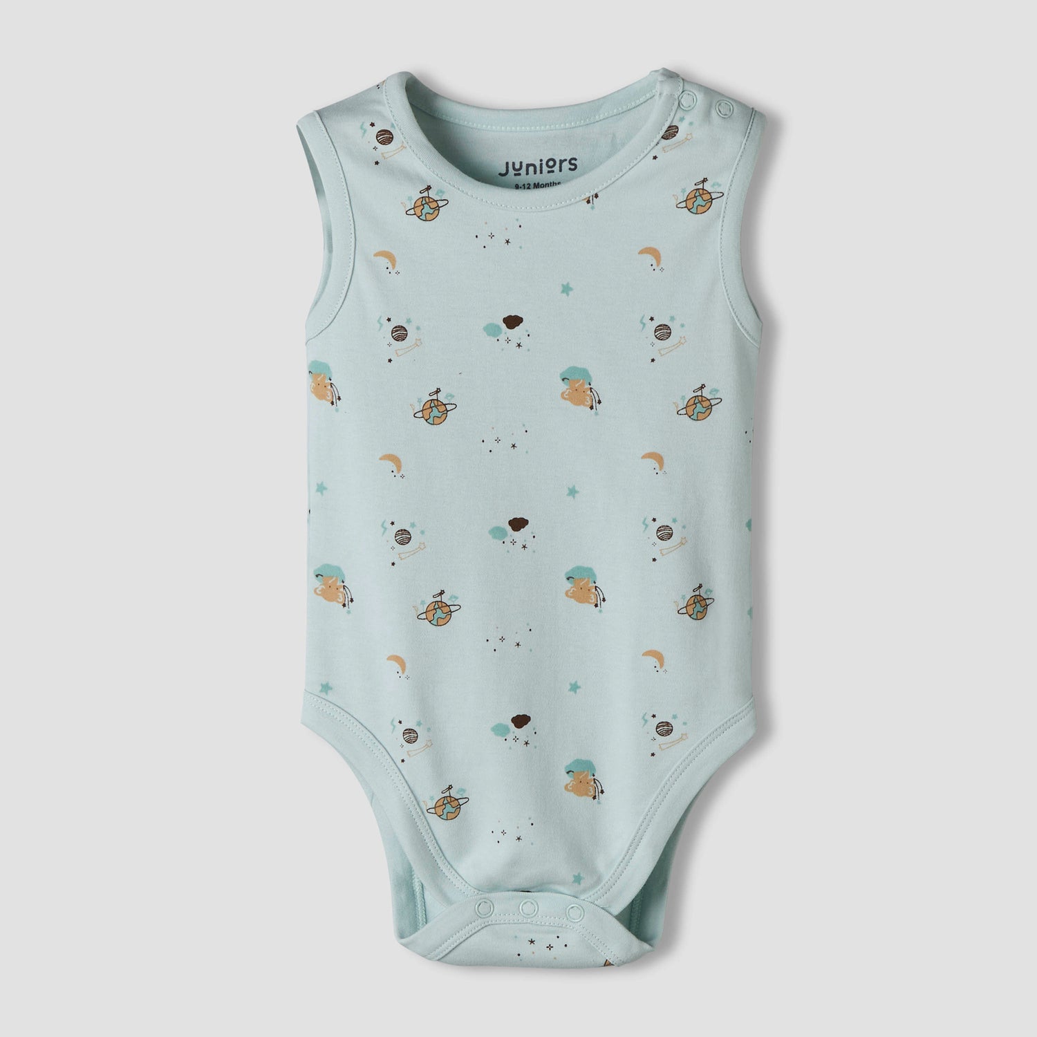 Pack of 7 Juniors Round Neck Cotton Sleeveless Bodysuit with Assorted Print