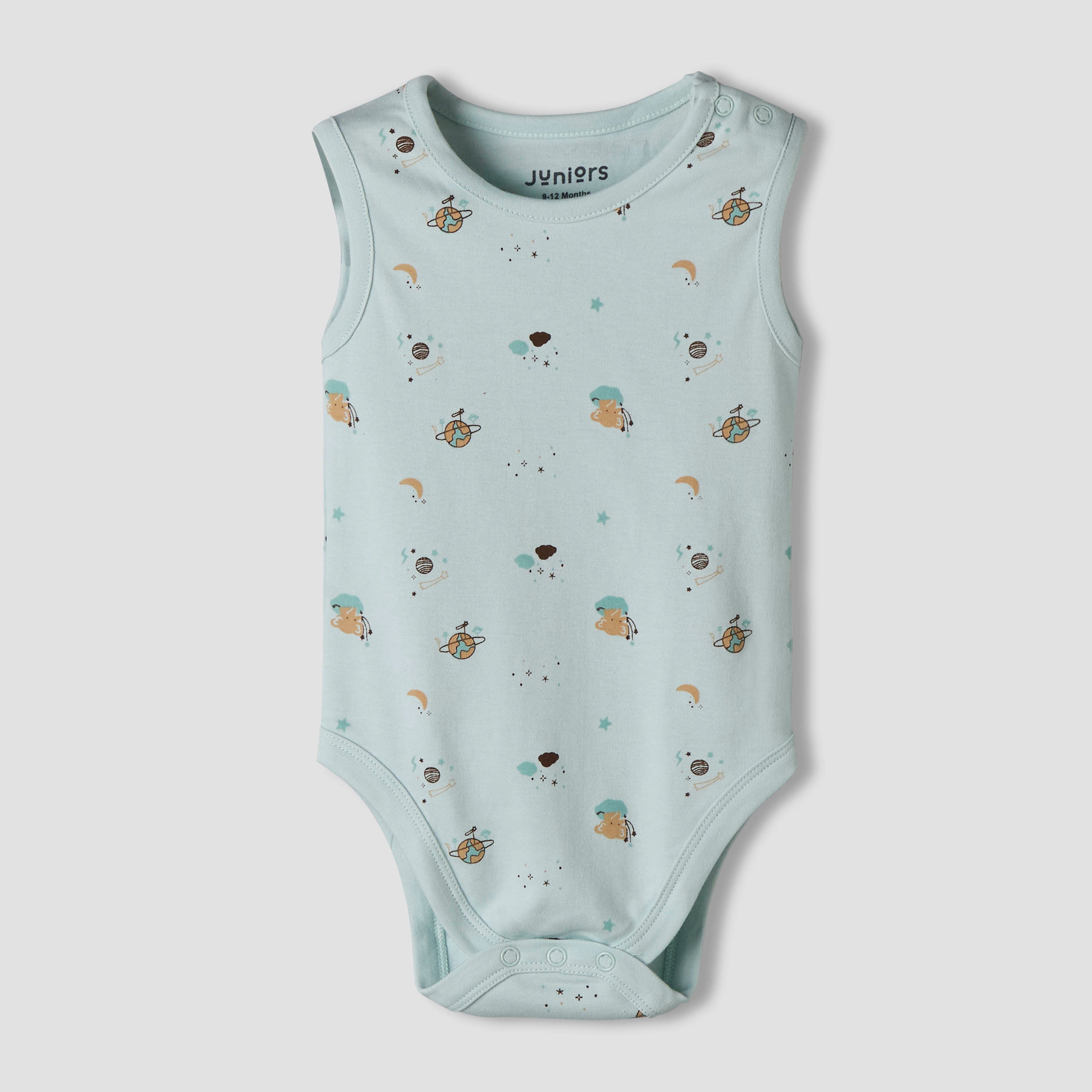 Pack of 7 Juniors Round Neck Cotton Sleeveless Bodysuit with Assorted Print
