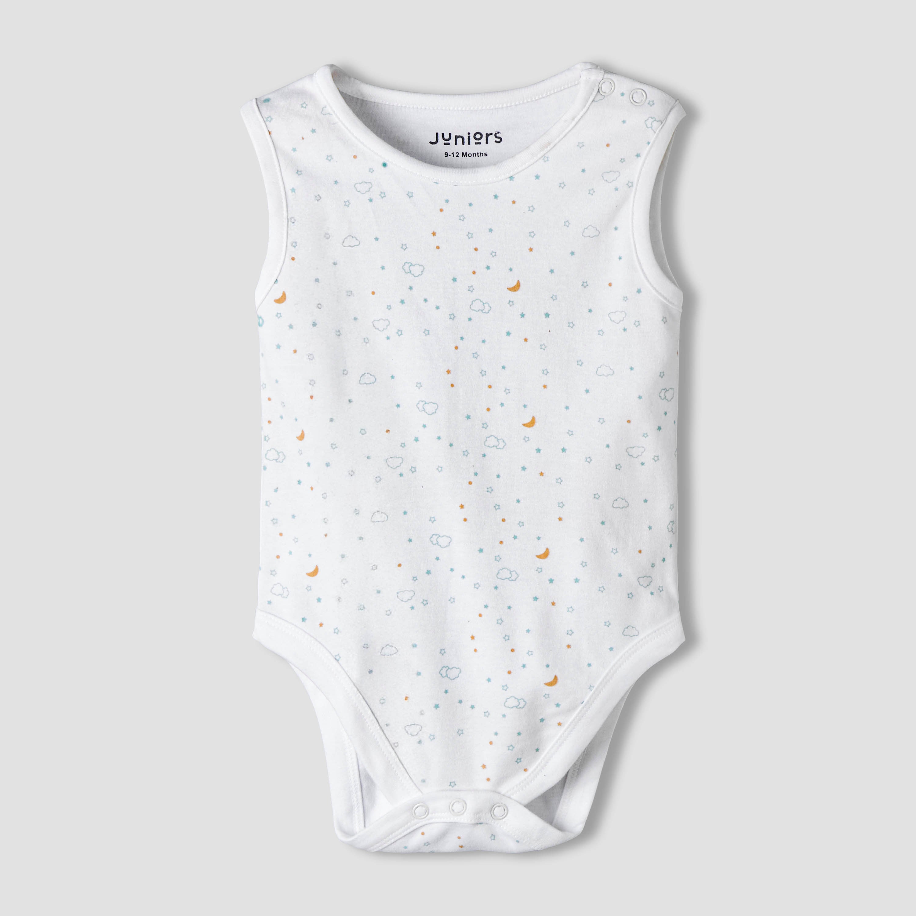 Pack of 7 Juniors Round Neck Cotton Sleeveless Bodysuit with Assorted Print