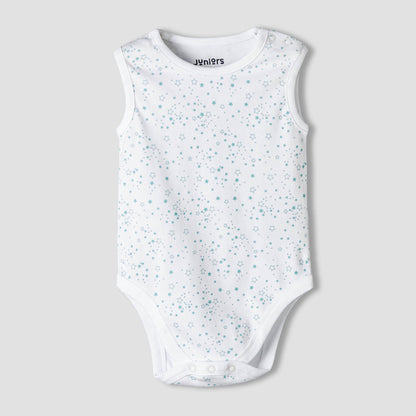 Pack of 7 Juniors Round Neck Cotton Sleeveless Bodysuit with Assorted Print