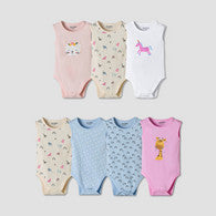 Pack of 7 Juniors Cotton Sleeveless Bodysuit with Fun Print-undefined-image-1