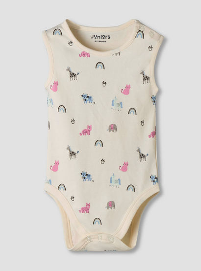 Pack of 7 Juniors Cotton Sleeveless Bodysuit with Fun Print-baby-girls-clothing-bodysuits-image-3