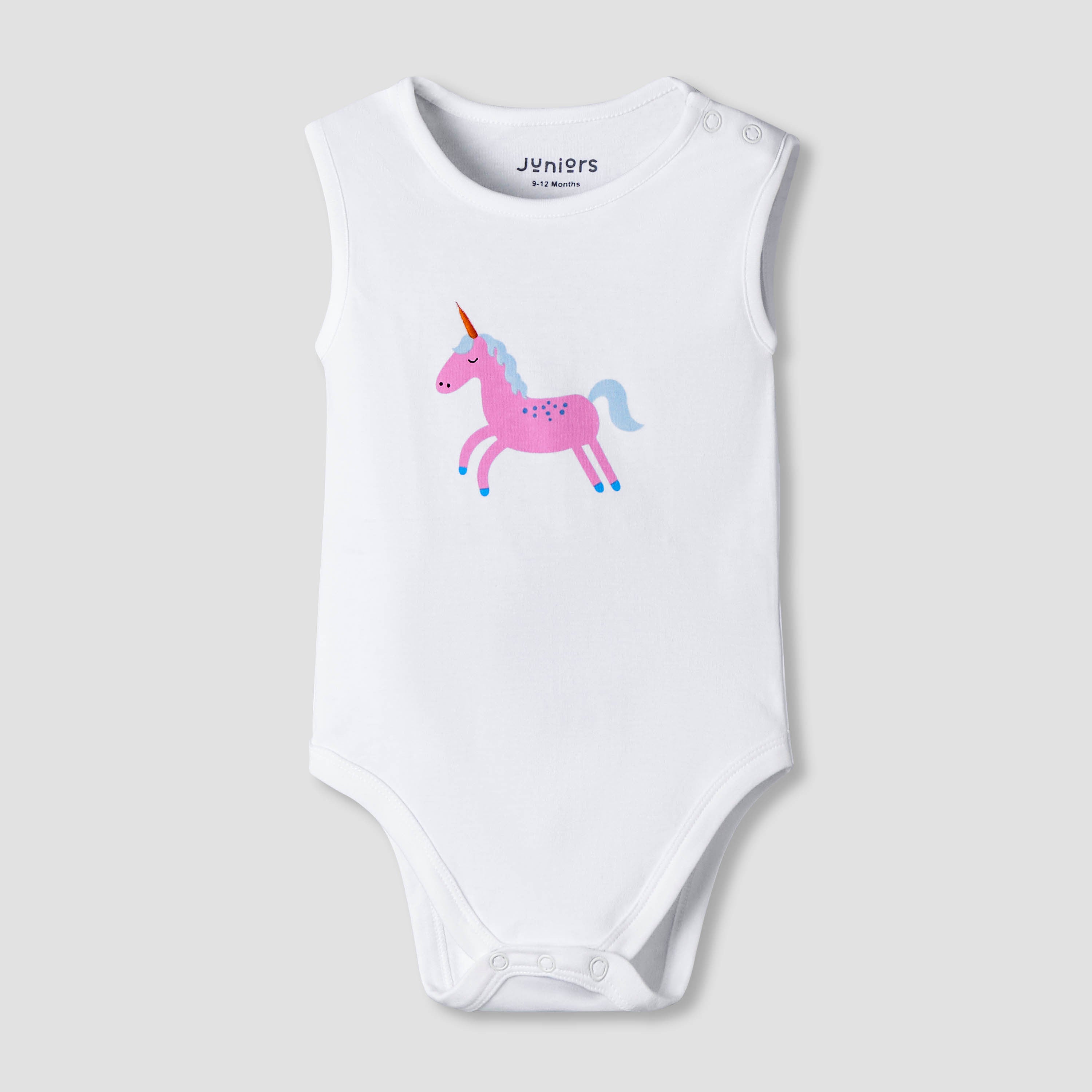 Pack of 7 Juniors Cotton Sleeveless Bodysuit with Fun Print