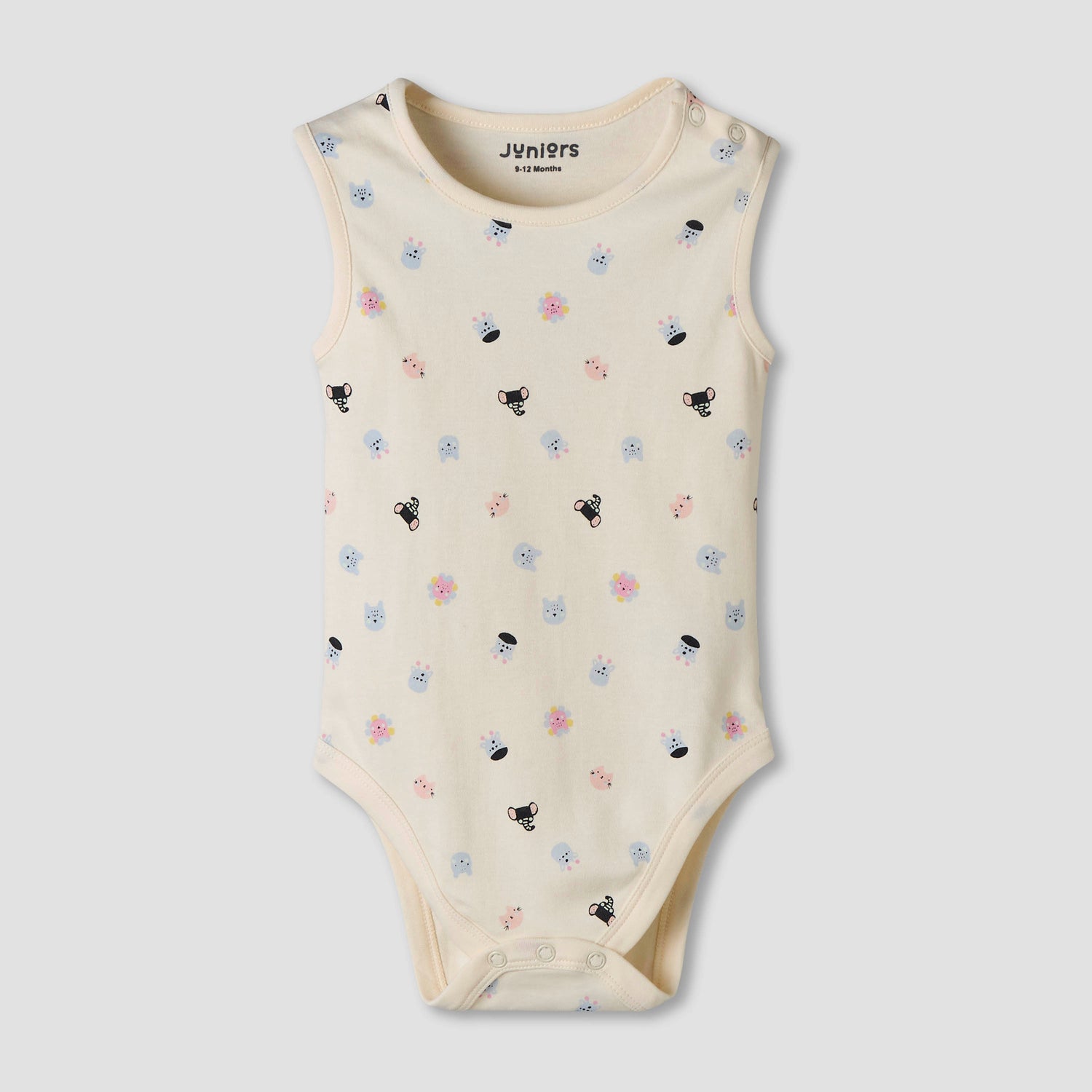 Pack of 7 Juniors Cotton Sleeveless Bodysuit with Fun Print