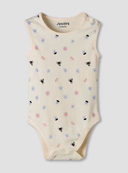 Pack of 7 Juniors Cotton Sleeveless Bodysuit with Fun Print-baby-girls-clothing-bodysuits-image-5