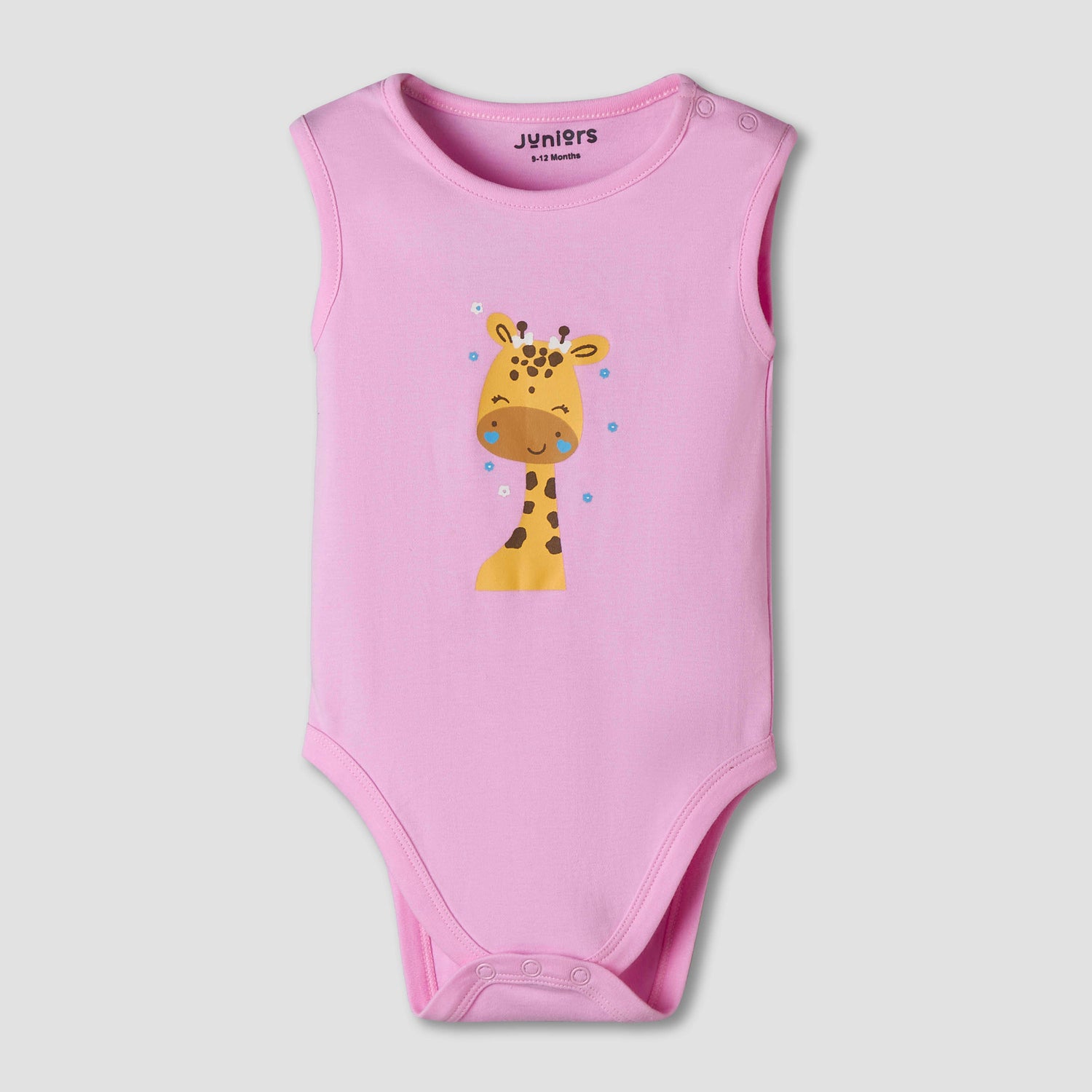 Pack of 7 Juniors Cotton Sleeveless Bodysuit with Fun Print