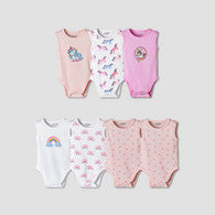Pack of 7 Juniors Cotton Sleeveless Bodysuit with Unicorn Print-undefined-image-1