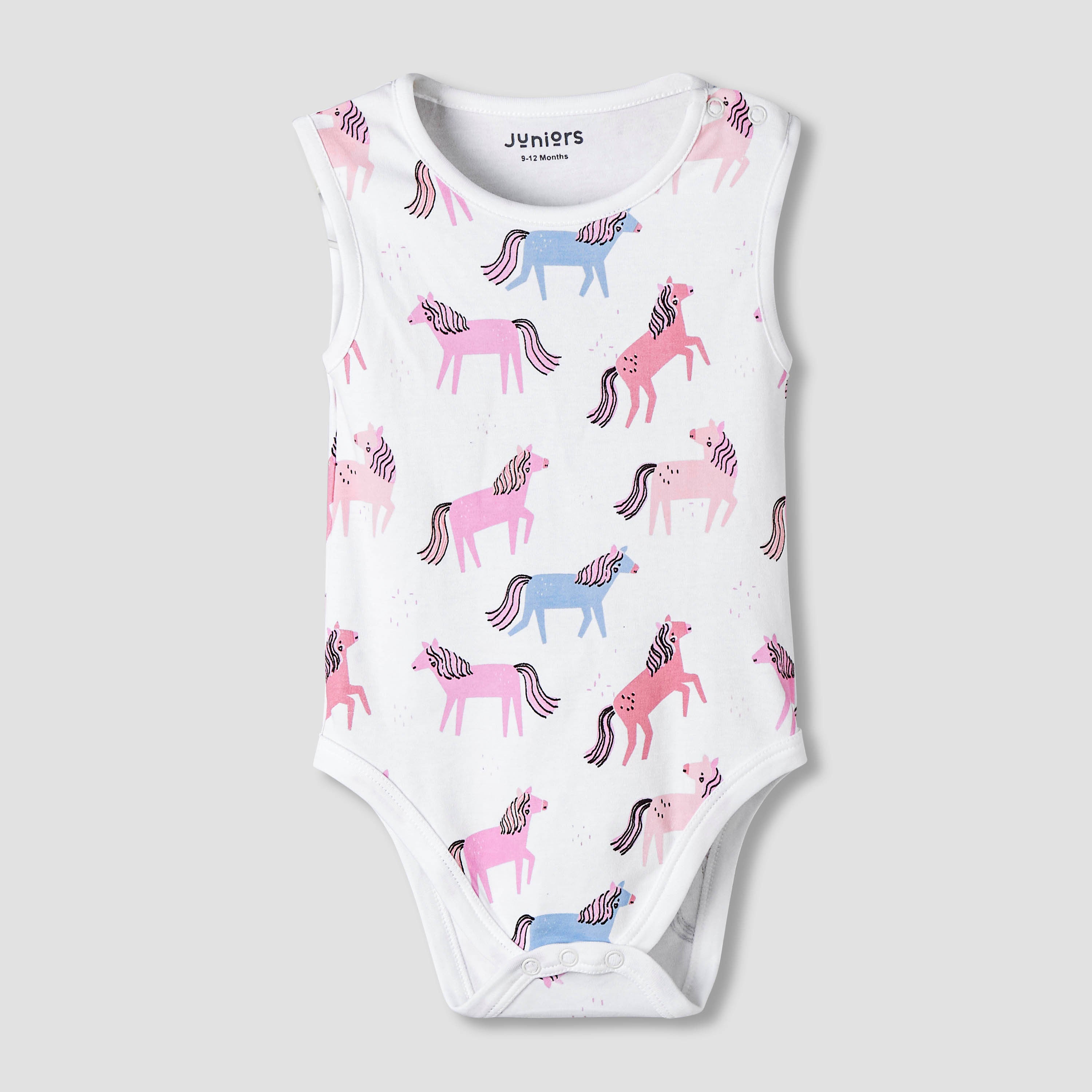 Pack of 7 Juniors Cotton Sleeveless Bodysuit with Unicorn Print