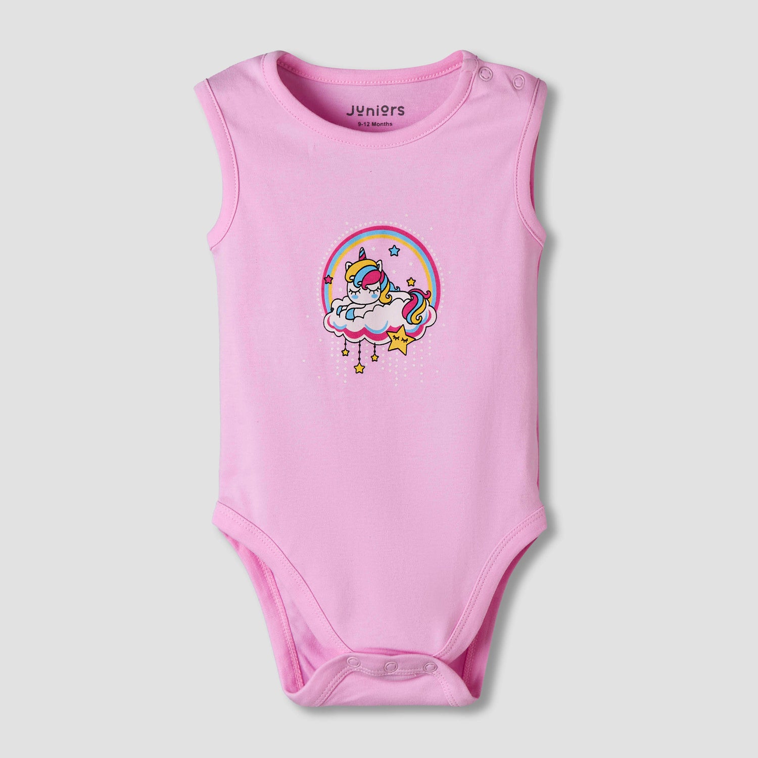 Pack of 7 Juniors Cotton Sleeveless Bodysuit with Unicorn Print