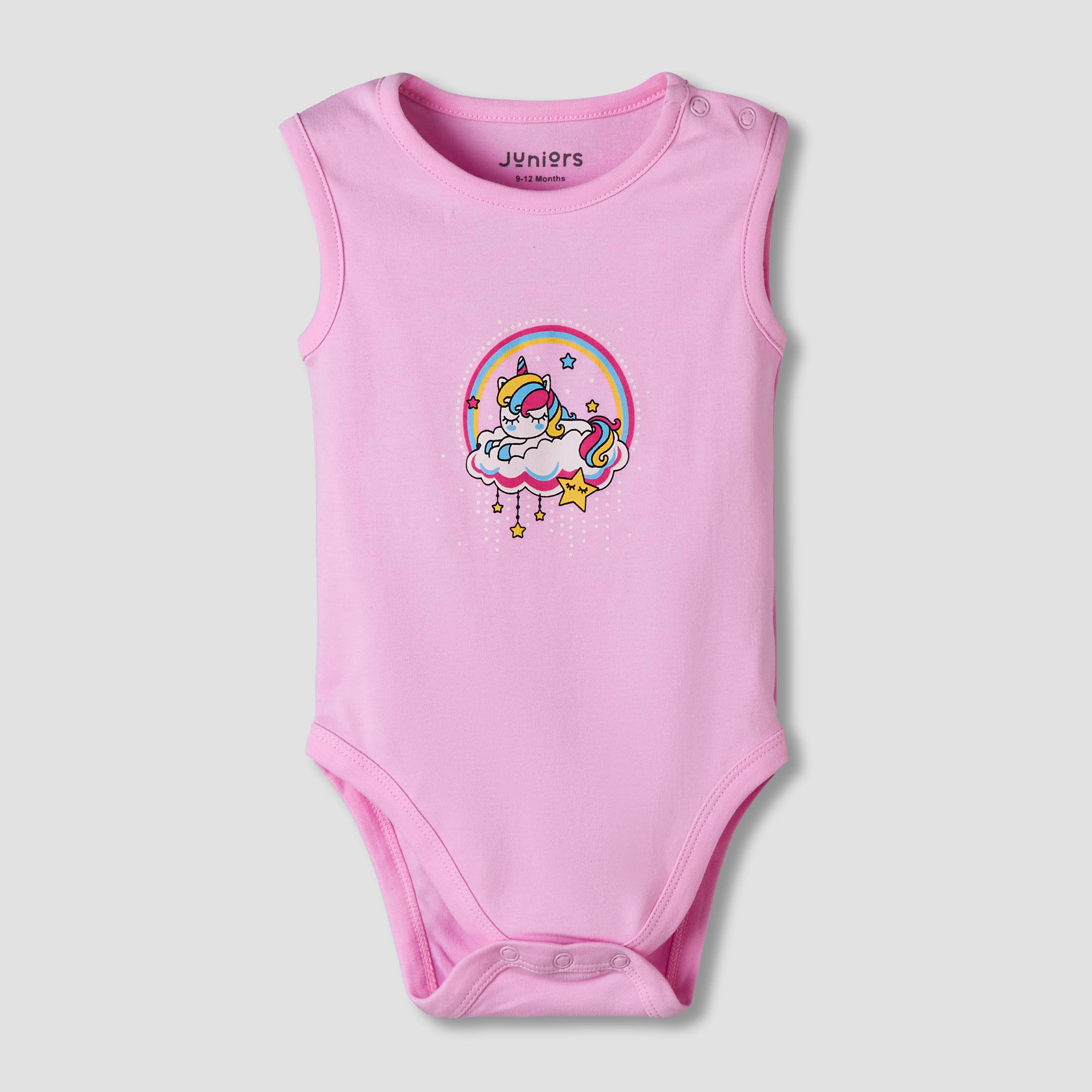 Pack of 7 Juniors Cotton Sleeveless Bodysuit with Unicorn Print