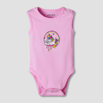 Pack of 7 Juniors Cotton Sleeveless Bodysuit with Unicorn Print
