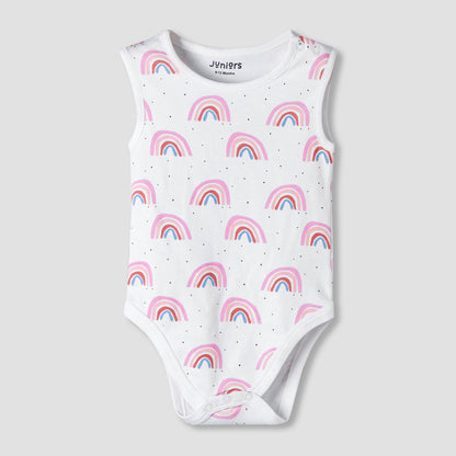 Pack of 7 Juniors Cotton Sleeveless Bodysuit with Unicorn Print