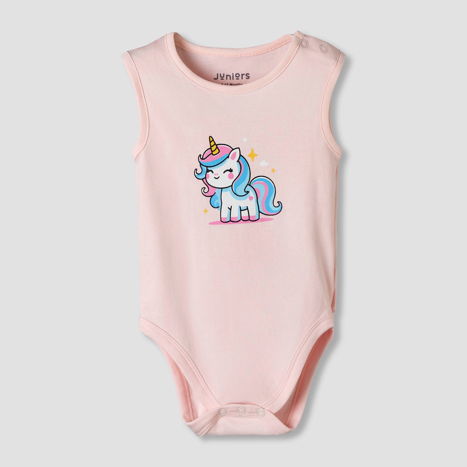 Pack of 7 Juniors Cotton Sleeveless Bodysuit with Unicorn Print