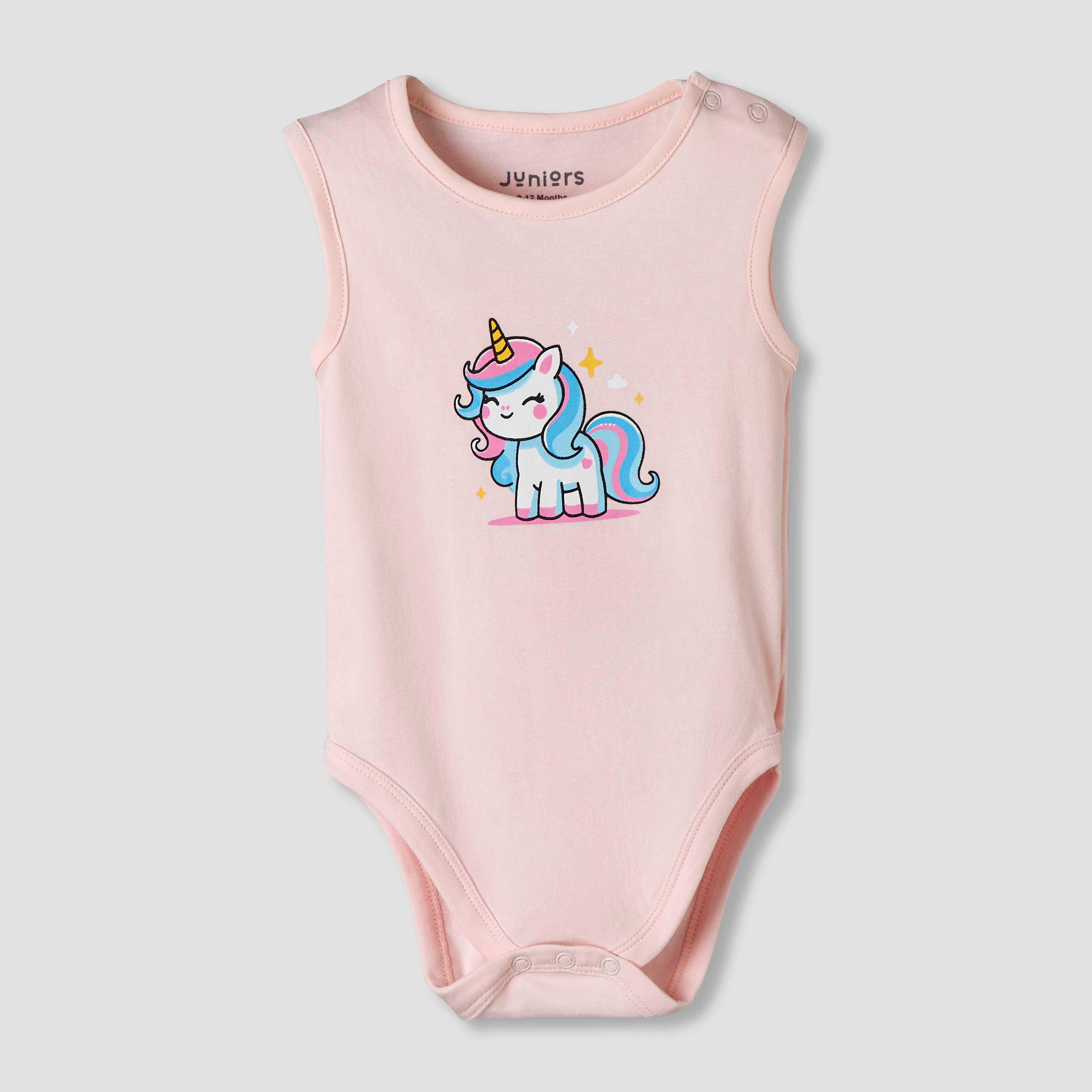 Pack of 7 Juniors Cotton Sleeveless Bodysuit with Unicorn Print