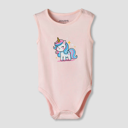 Pack of 7 Juniors Cotton Sleeveless Bodysuit with Unicorn Print