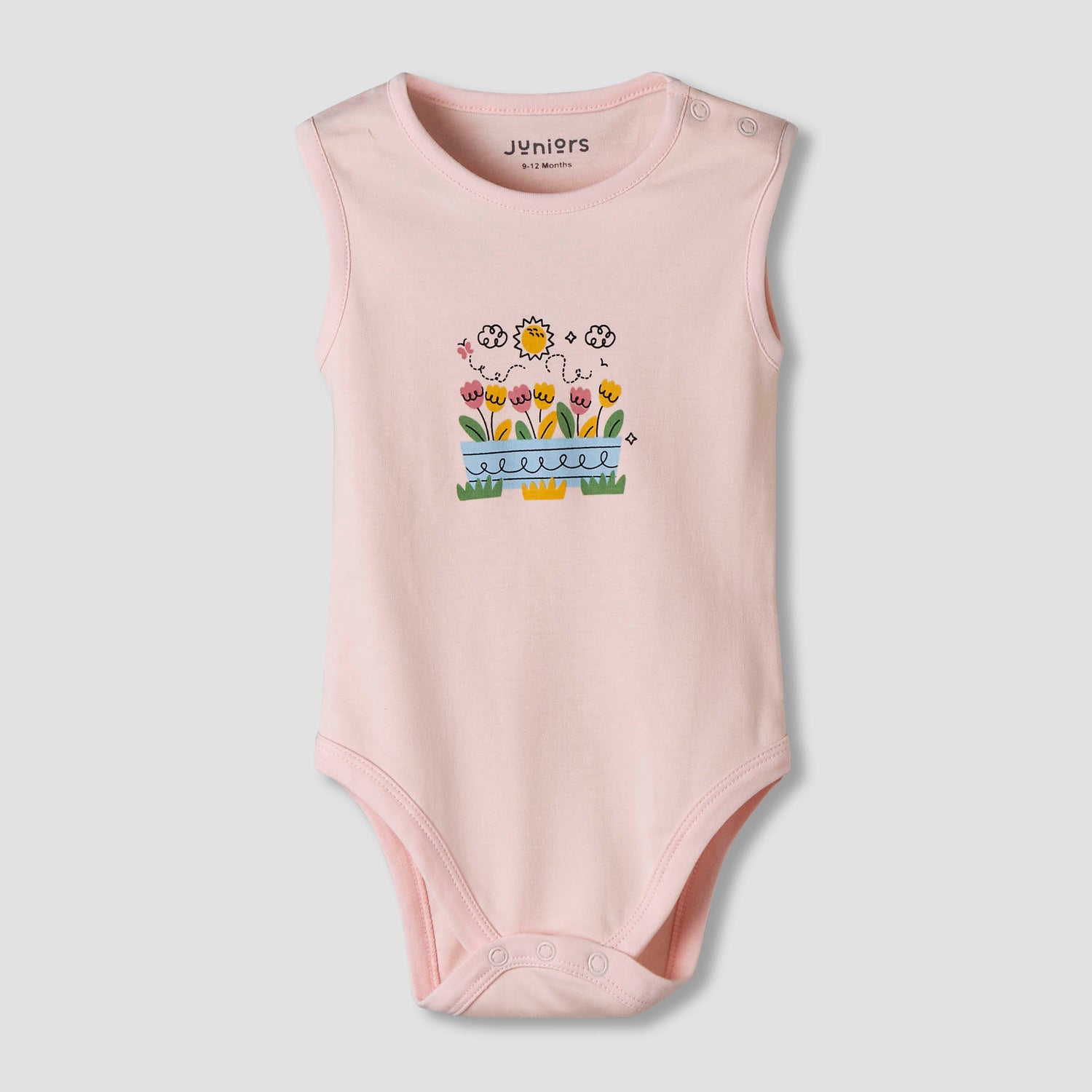 Pack of 7 Juniors Cotton Sleeveless Bodysuit with Floral Print