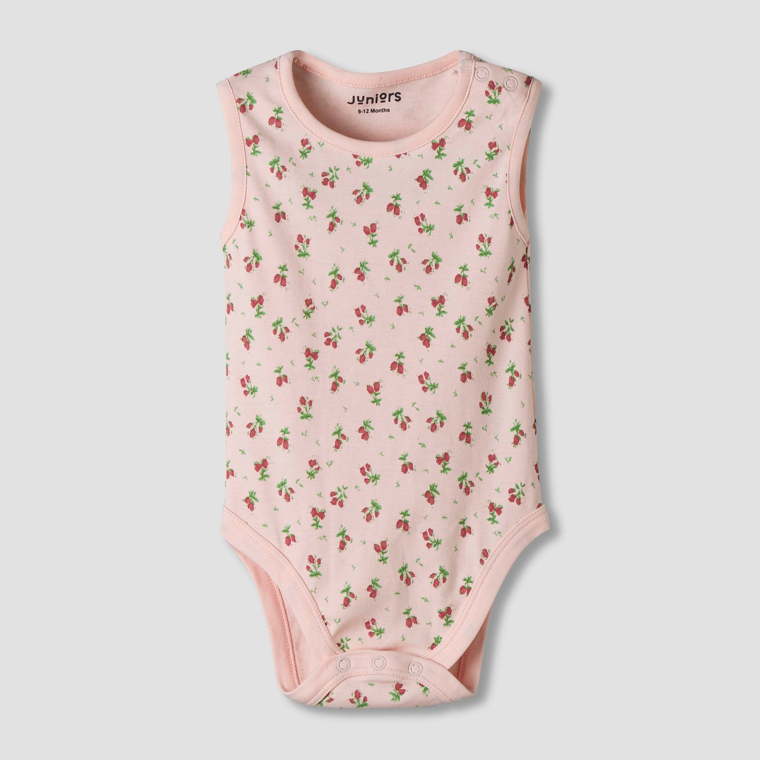 Pack of 7 Juniors Cotton Sleeveless Bodysuit with Floral Print