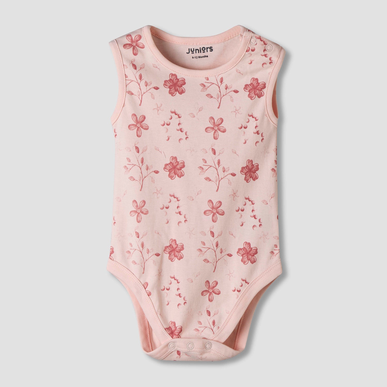 Pack of 7 Juniors Cotton Sleeveless Bodysuit with Floral Print