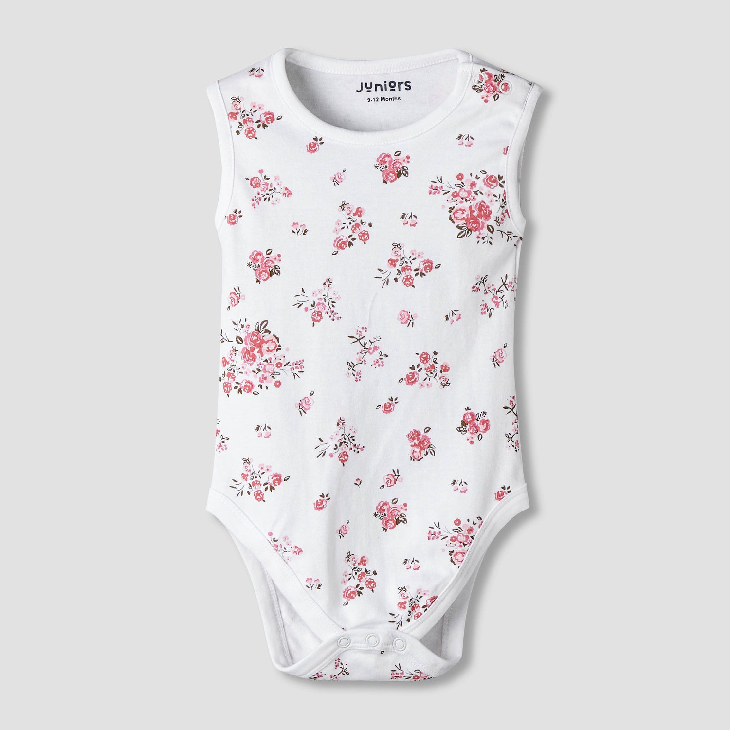 Pack of 7 Juniors Cotton Sleeveless Bodysuit with Floral Print