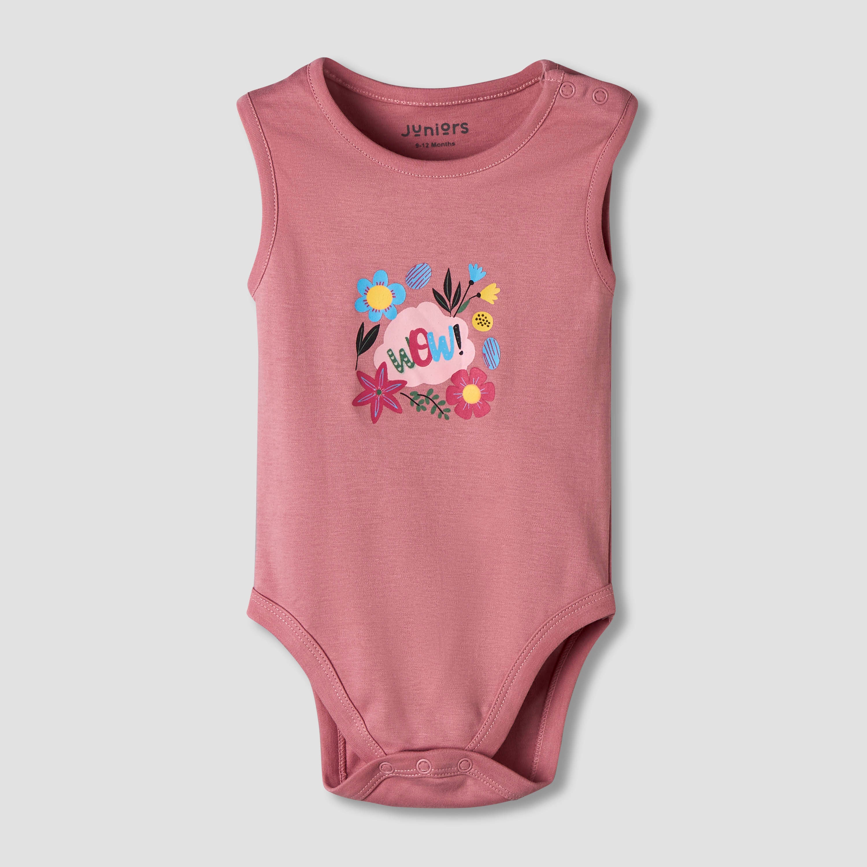 Pack of 7 Juniors Cotton Sleeveless Bodysuit with Floral Print