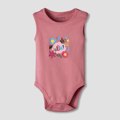 Pack of 7 Juniors Cotton Sleeveless Bodysuit with Floral Print
